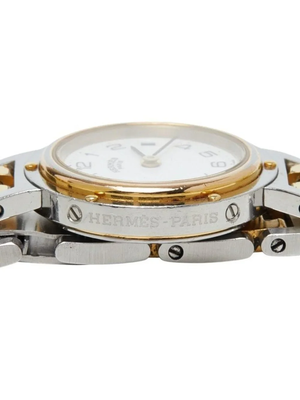 Hermes Clipper Watch White Plated Metal